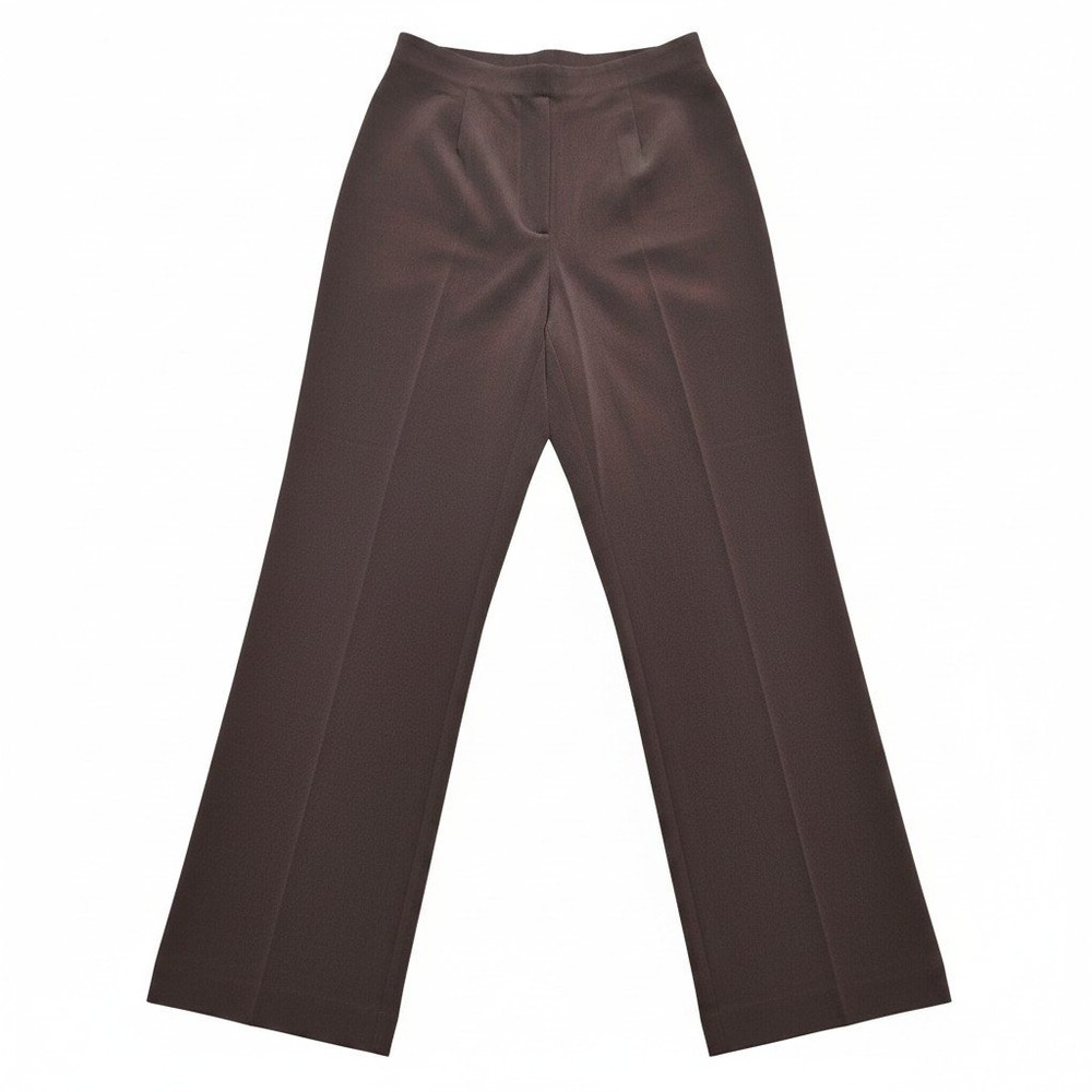 Rena Rowan Dress Pants Womens 8 Brown Excellent Stretch Straight Leg Side Zip